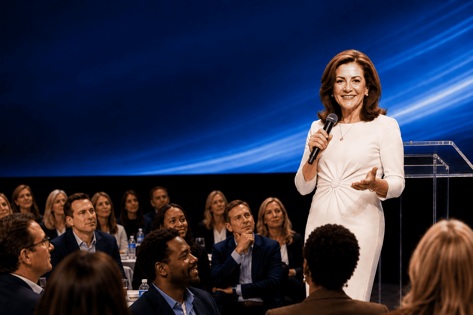 Carol Kaplan, founder of PRAbility, speaking to an executive audience